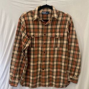 Ralph Lauren Red Green Cotton Plaid Shirt Men's Size medium
